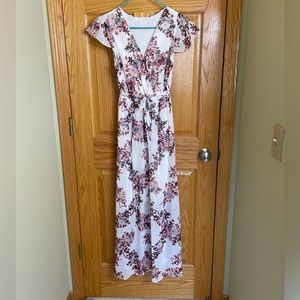 Pink floral maxi dress